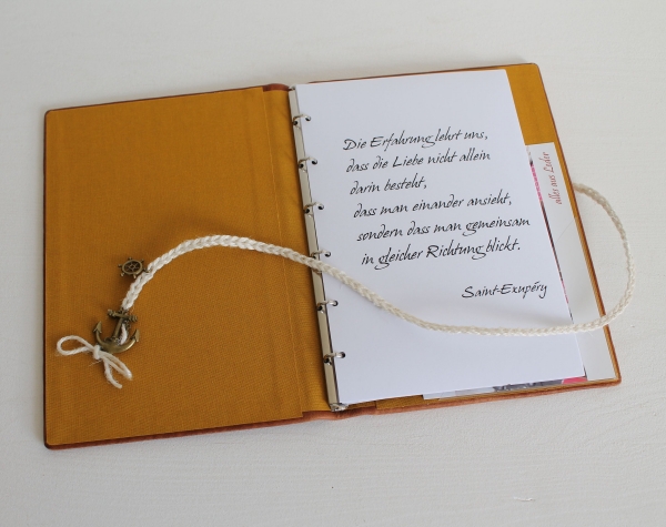 Stammbuch "Maritime-Vintage",  aus cognacbraunem Leder